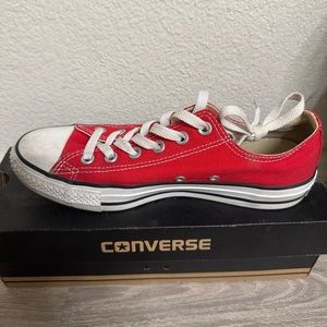 Red Converse low tops